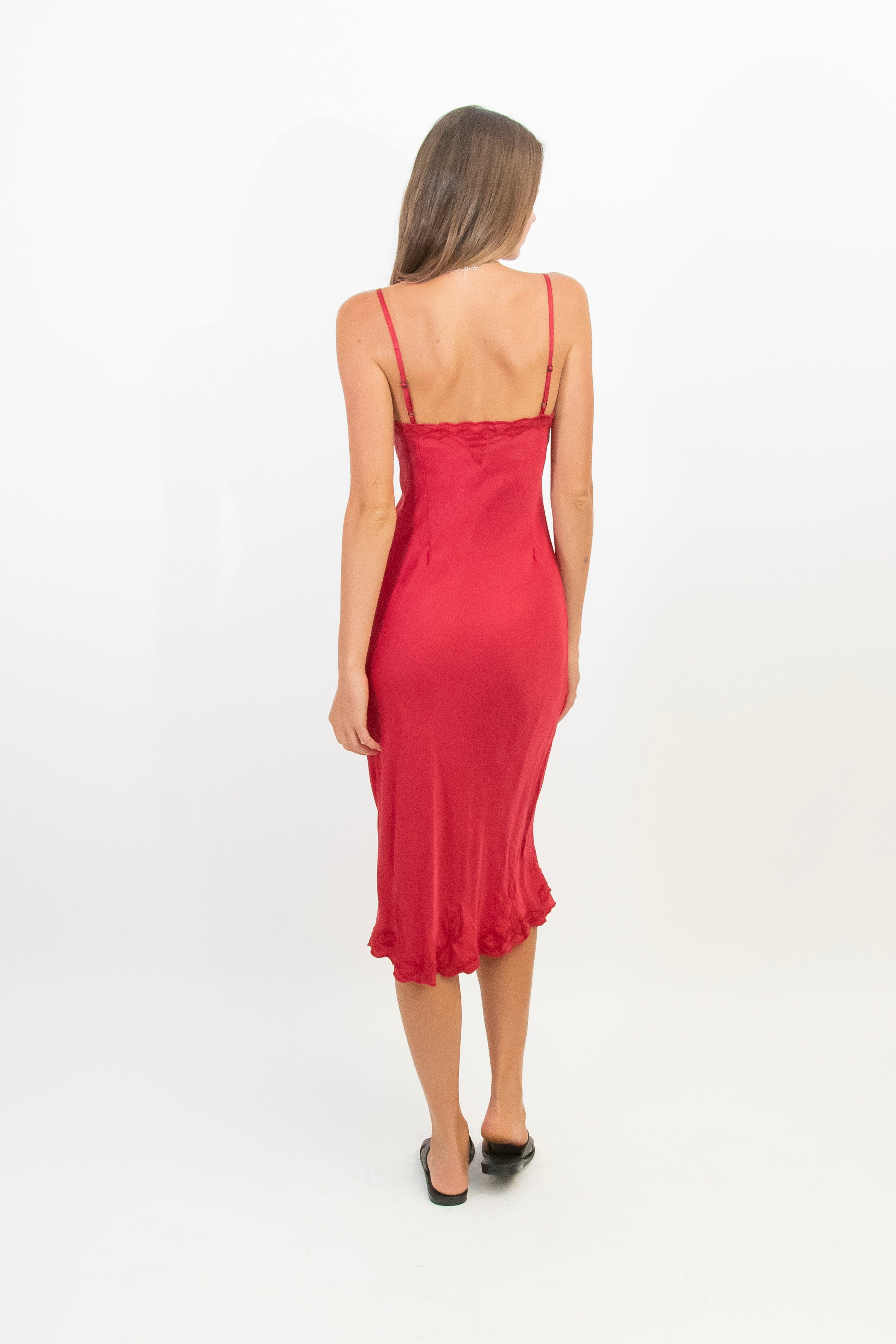 Otomo red bias dress Byron Bay 