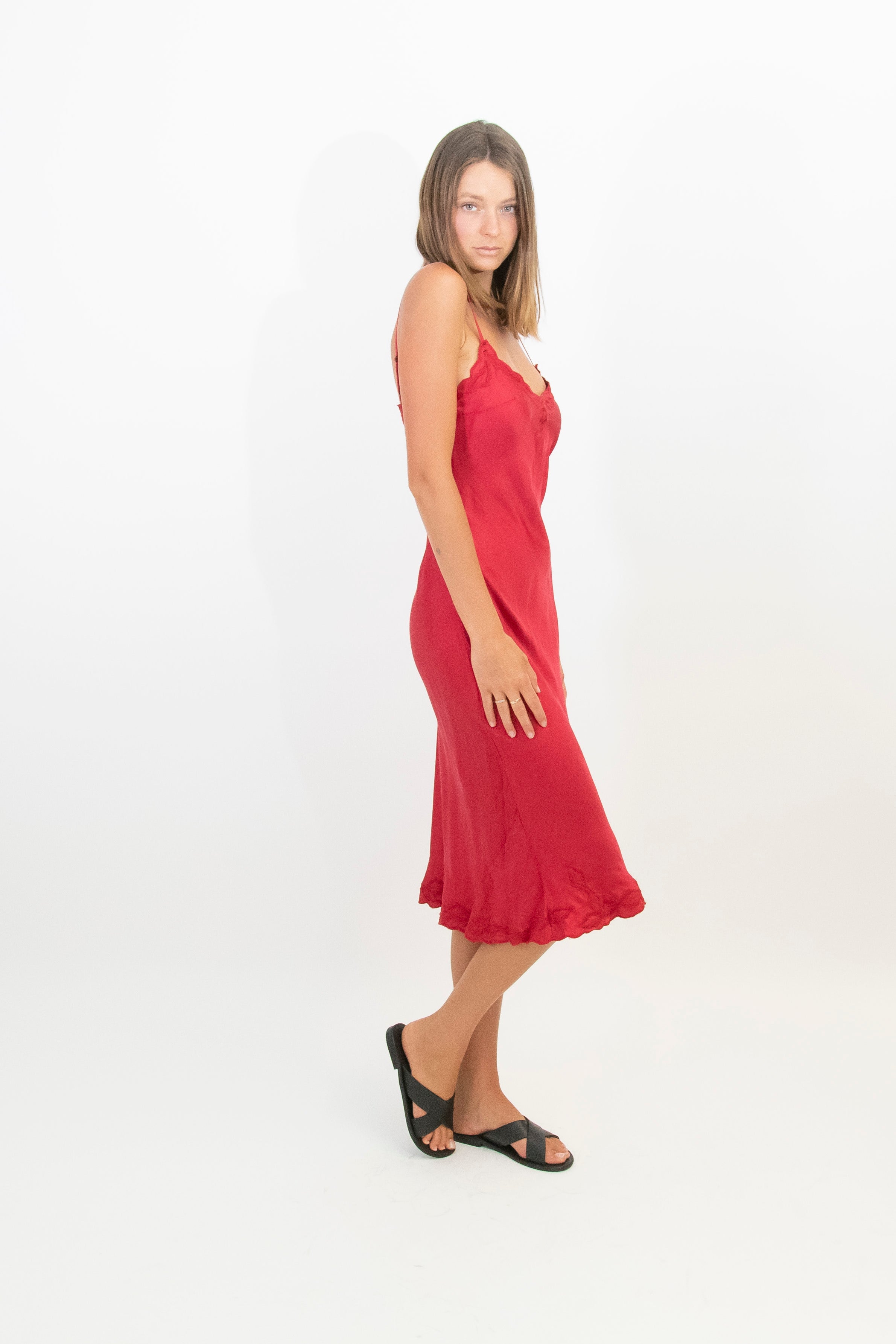 Otomo Red silk slip Byron Bay 