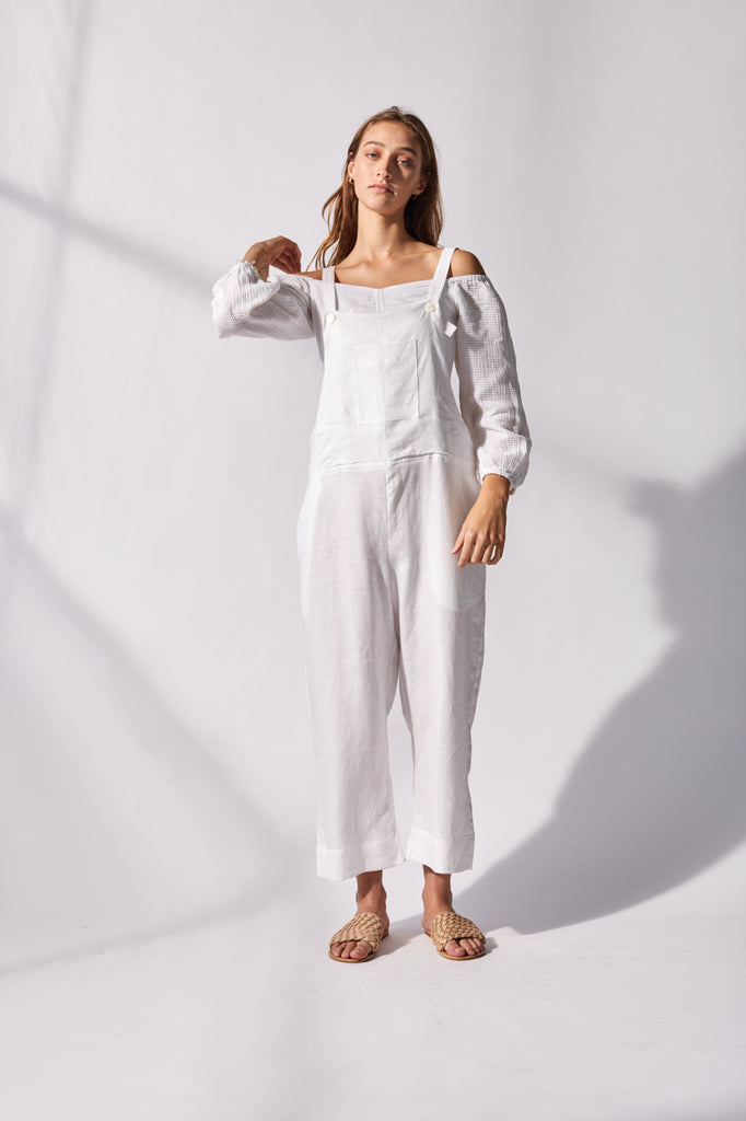 White linen made in Australia, plus size overalls