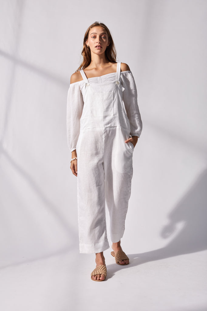White linen overalls 