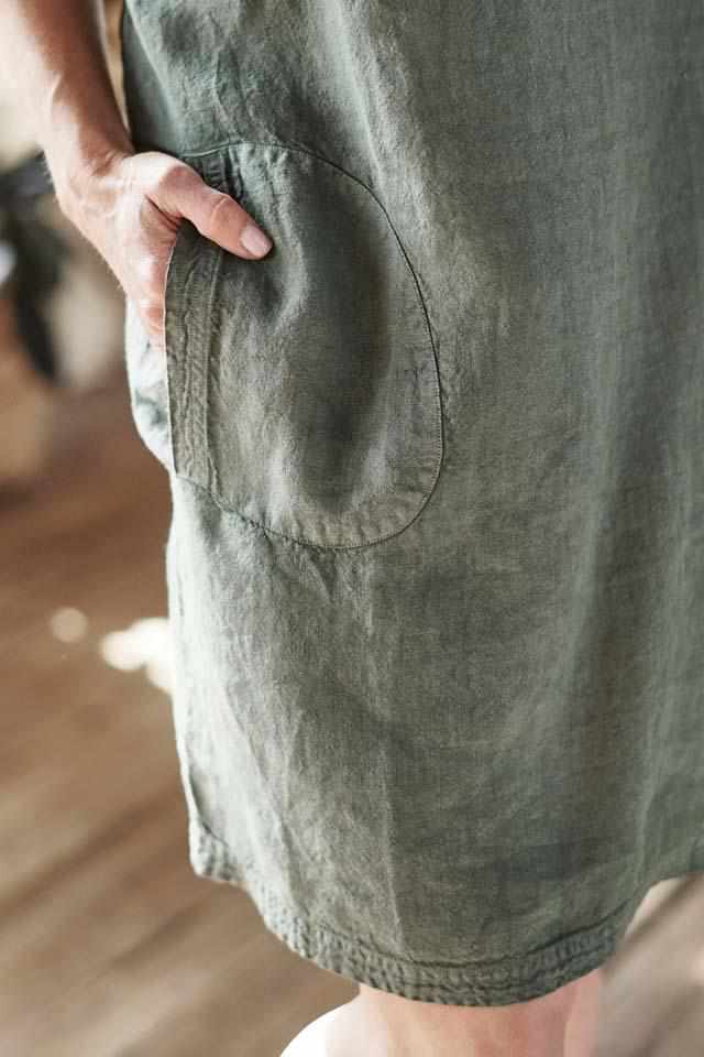 Pocket Linen Dress - Khaki
