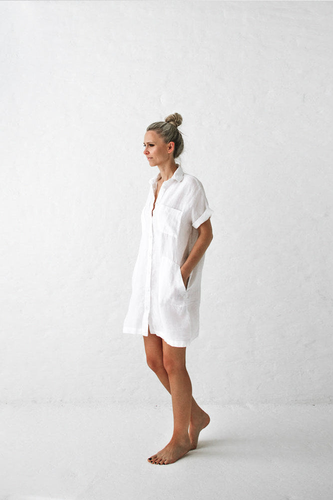 White linen dress Byron Bay 
